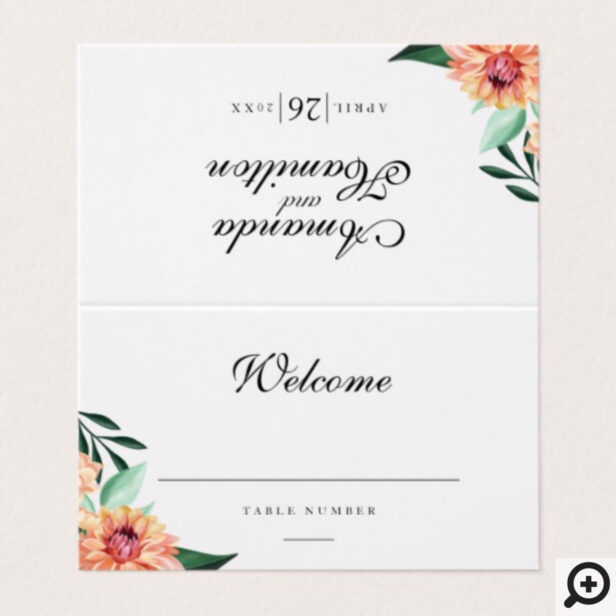 Timeless Blooms Vibrant Watercolor Floral Wedding Place Card