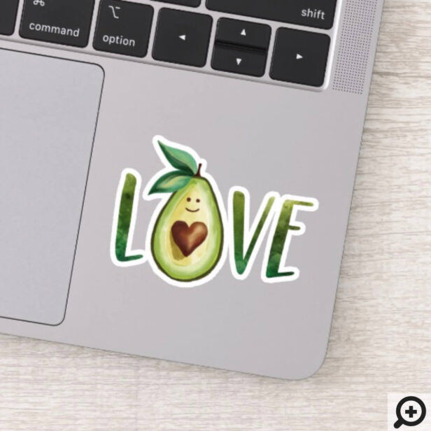 Avocado Love Watercolor Avaocado Heart Character Sticker