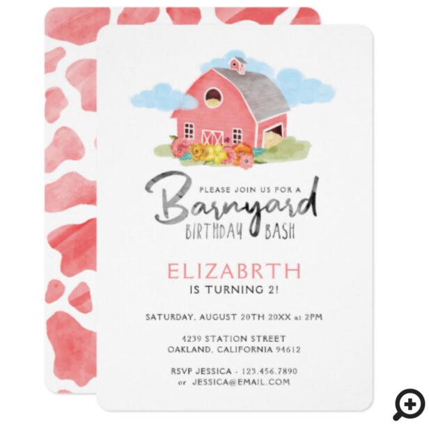 Barnyard Birthday Bash Watercolor Country Farm Invitation