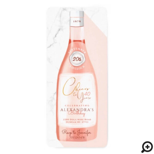 Cheers To the Birthday Girl Pink Rosé Wine Bottle Invitation