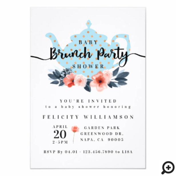 Chic Floral Bunch Party Boy Baby Shower Invitation