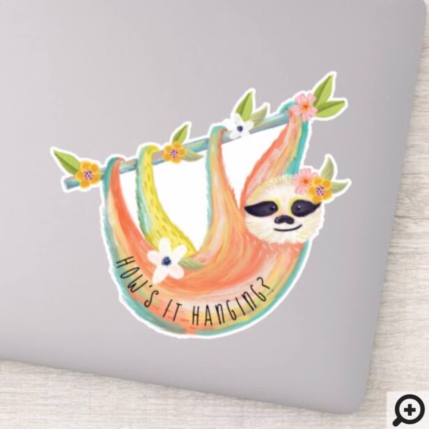 Chic Topical Vibes Jungle Sloth & Floral Sticker