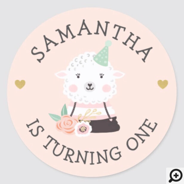 Cute Adorable Lamb Party Animal Classic Round Sticker