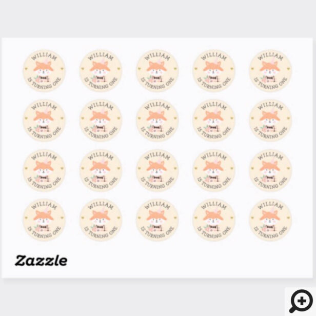 Cute Adorable baby Fox Party Animal Classic Round Sticker