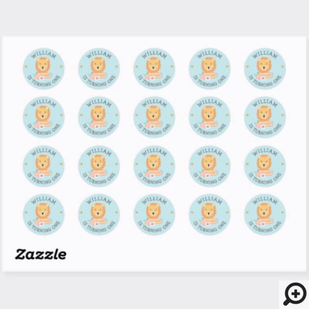 Cute Adorable baby Lion Party Animal Classic Round Sticker