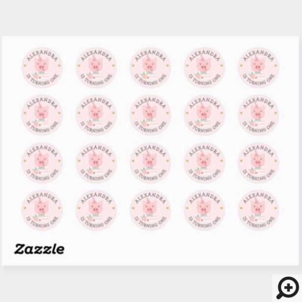 Cute Adorable baby Piggy Party Animal Classic Round Sticker