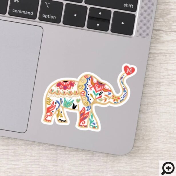 Decorative Elegant Elephant Ornate Florals Sticker