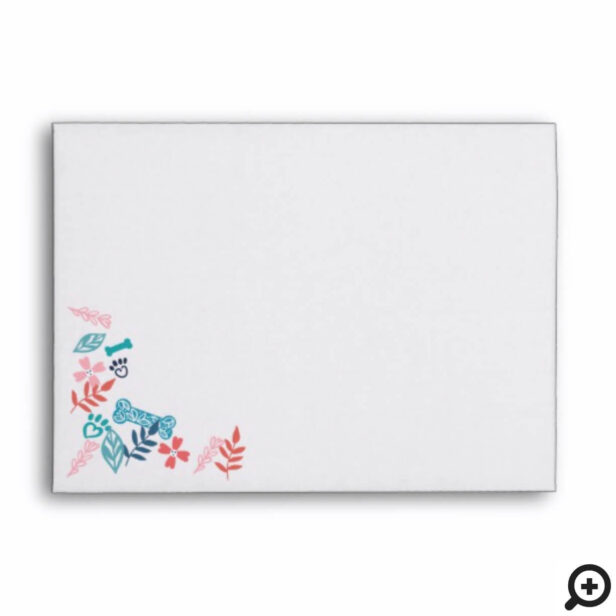 Floral & Foliage Pet Paw Print Framed Envelope