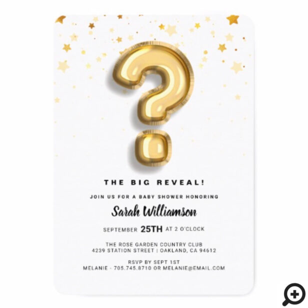 Gender Reveal Gold Foil Balloon Letter & Confetti Invitation