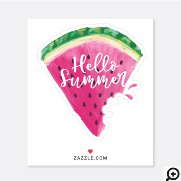 Hello Summer Watercolor Watermelon Fruit Slice Sticker