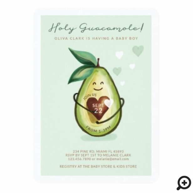 Holy Guacamole A Baby Boy Is On The Way Avocado Invitation