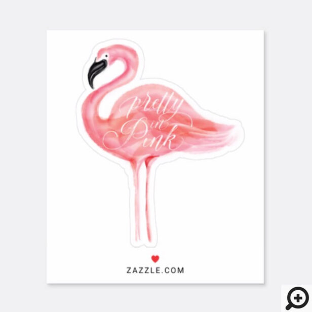 Pretty In Pink Watercolor Flamingo Illustration Sticker