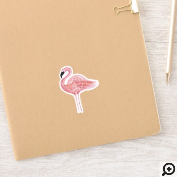 Pretty In Pink Watercolor Flamingo Illustration Sticker
