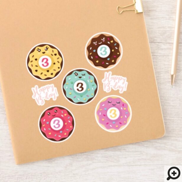 Fun Iced Donut Birthday Party Characters Sticker