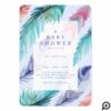 Watercolor Feathers Chic Bohemian Boy Baby Shower Invitation