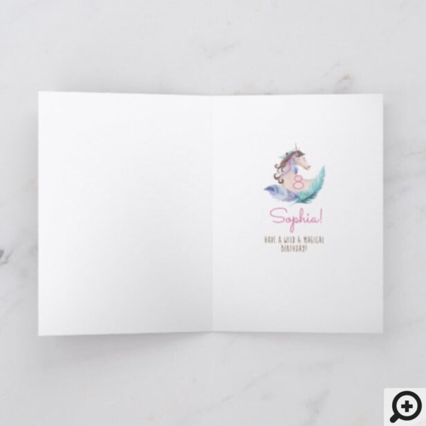Wising You A Magical Day Tribal Watercolor Unicorn Card