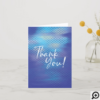 Blue & Aqua Iridescent Watercolor Mermaid Scales Thank You Card