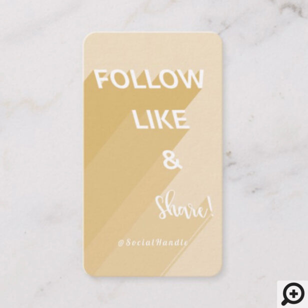 Follow, Like & Share Golden Yellow Social Media Photo Business Card