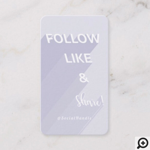 Follow, Like & Share Periwinkle Social Media Photo Business Card