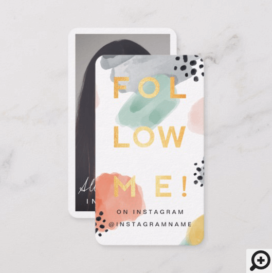 Follow Me, Modern Minimal & Abstract Watercolor Business Card