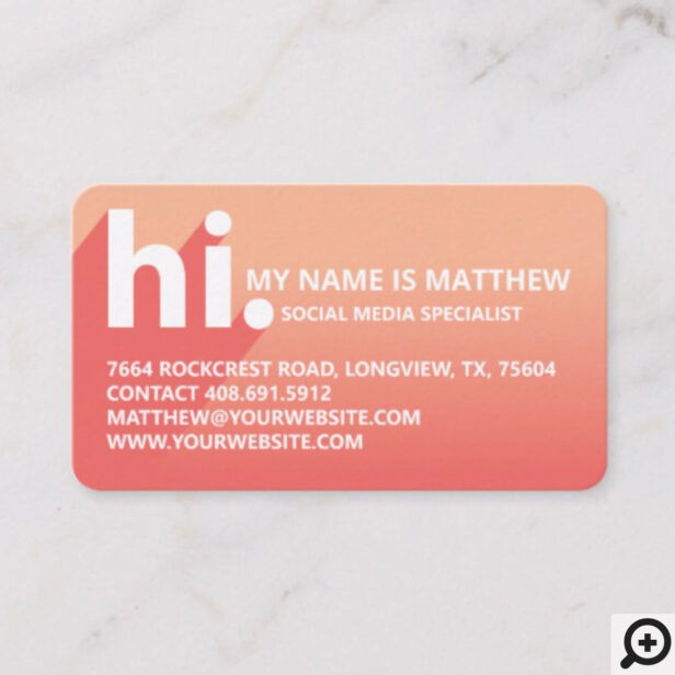 Hi My Name is Bold Diagonal Shadow Corel Gradient Business Card