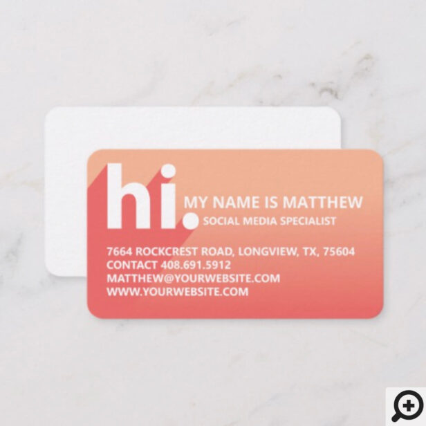 Hi My Name is Bold Diagonal Shadow Corel Gradient Business Card