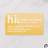 Hi My Name is Bold Diagonal Shadow Yellow Gradient Business Card