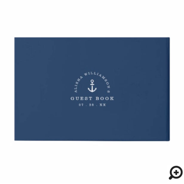 Nautical Navy & White Stripe Ocean Anchor Guest Book