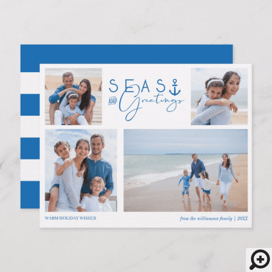 Seas & Greetings Blue Nautical Multiple Photo Holiday Card