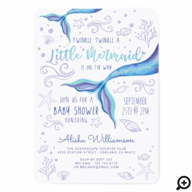 Twinkle Twinkle Iridescent Ocean Mermaid White Invitation