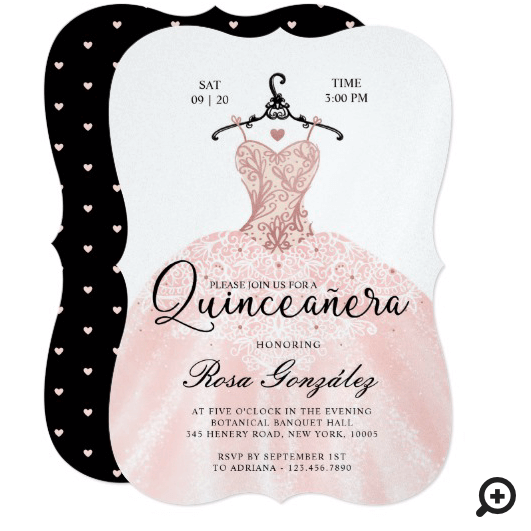 Blush Pink Quinceañera Roya Gown White Invitation