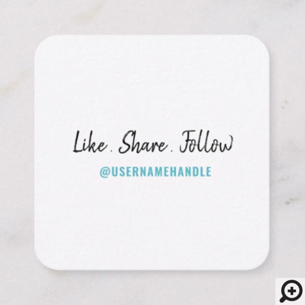 Follow My Instagram Stories Cyan Social Media Square Business Card