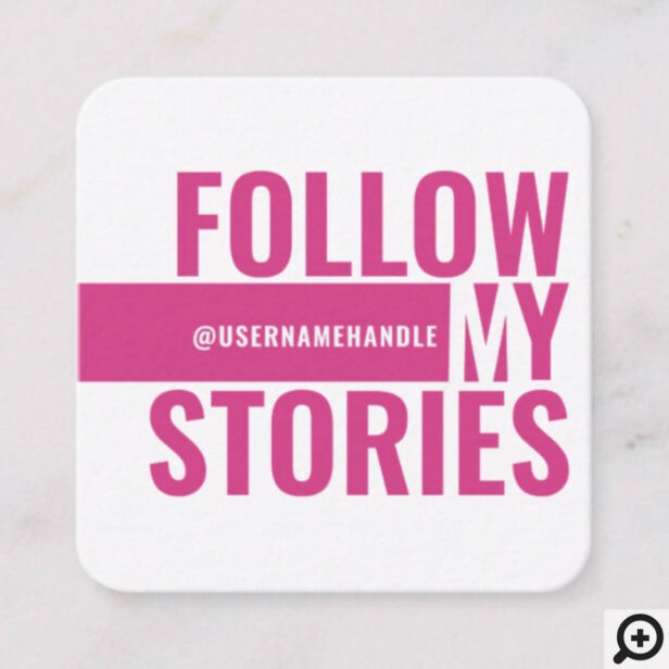 Follow My Instagram Stories Magenta Social Media Square Business Card