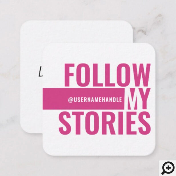 Follow My Instagram Stories Magenta Social Media Square Business Card
