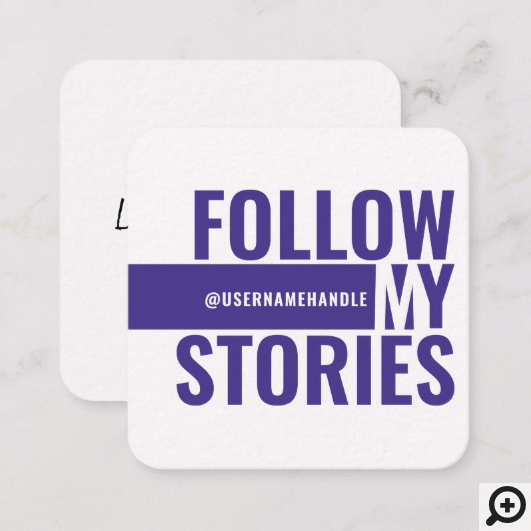 Follow My Instagram Stories Purple Social Media Square Business Card
