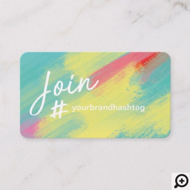 Hashtag Social Media Artistic Aqua Brush Stroke Business Card