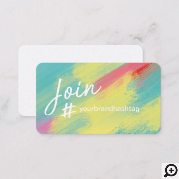 Hashtag Social Media Artistic Aqua Brush Stroke Business Card