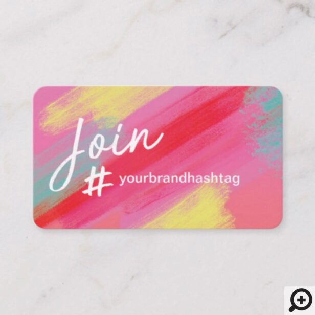 Hashtag Social Media Artistic Pink Brush Stroke Business Card