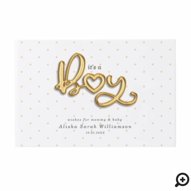 It's a Boy Gold Script Balloon Letters Baby Guest Book