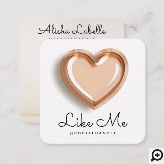 Like Me Pink Balloon Heart Girly Social Media Square Business Card