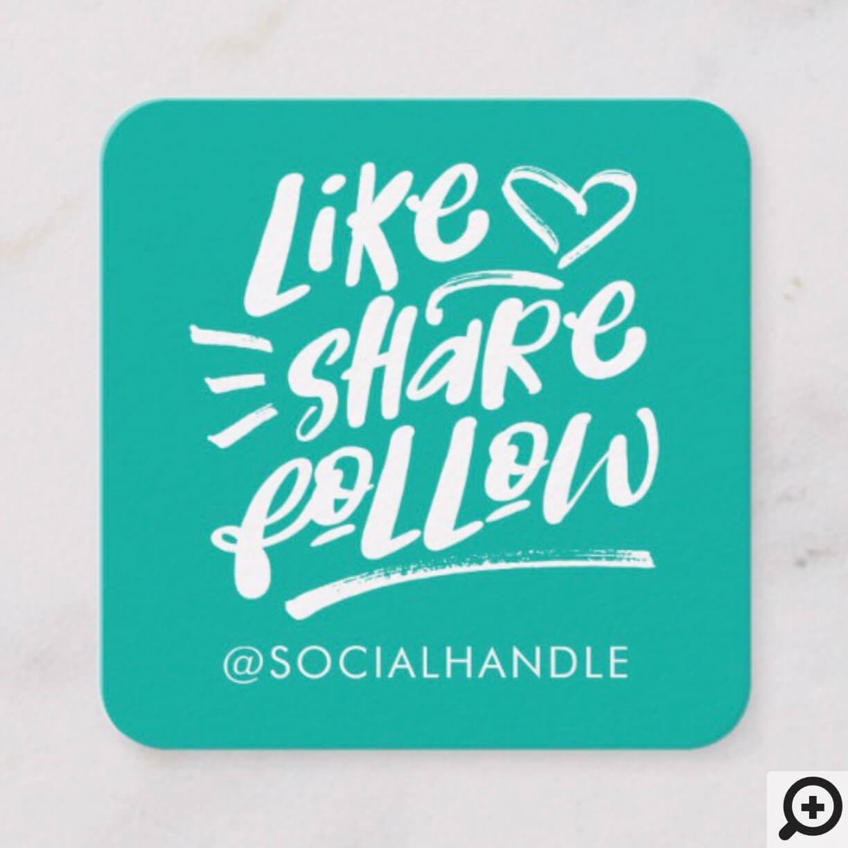 Like Share Follow Brush Social Media Square Card - Moodthology Papery