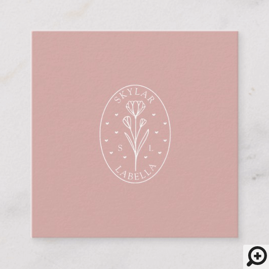 Modern Floral Botanic Line-Art Logo & Monogram Square Business Card