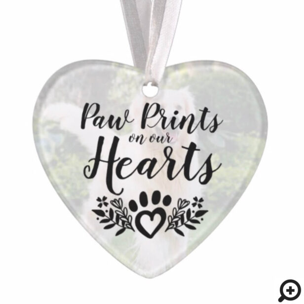Paw Prints On Our Hearts Pet Photo Memorial Ornament