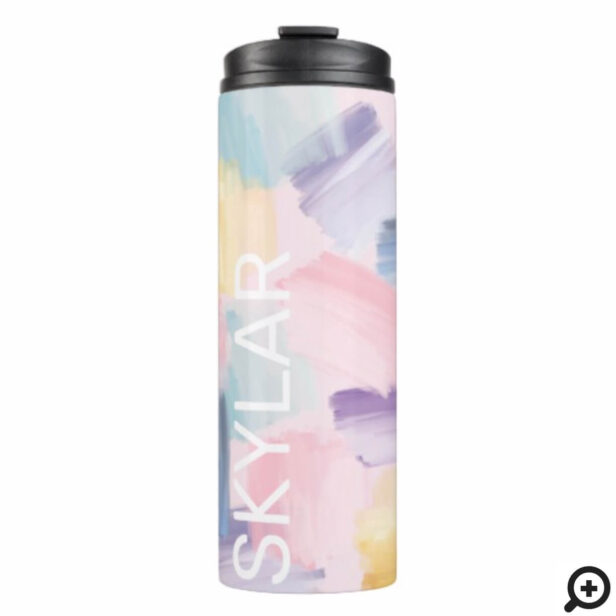 Abstract Wispy Watercolor Brush Strokes Pink Thermal Tumbler