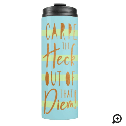 Carpe The Heck Out Of That Diem Quote Blue & Green Thermal Tumbler