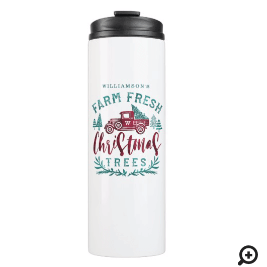 Farm Fresh Old Red Truck Christmas Tree Delivery Thermal Tumbler