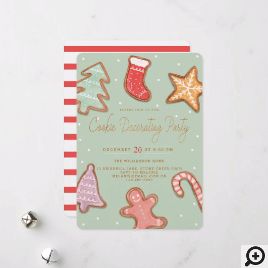 Festive Holiday Christmas Cookie Decorating Party Invitation