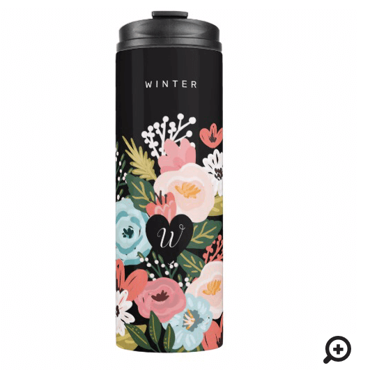 Lovely Beautiful Botanical Blooming Floral Heart Thermal Tumbler