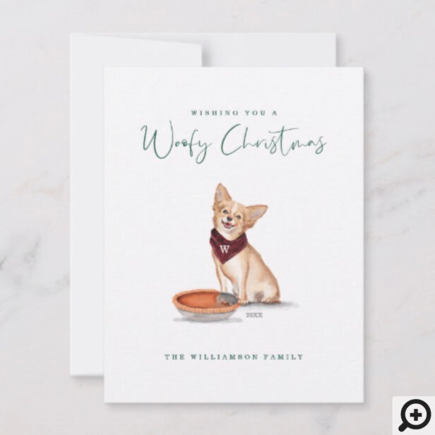 Naughty Dog Watercolor Chihuahua Eats Pumpkin Pie Holiday Card