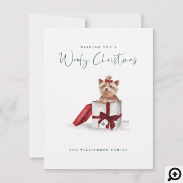Naughty Dog Watercolor Yorkshire Terrier in Gift Holiday Card